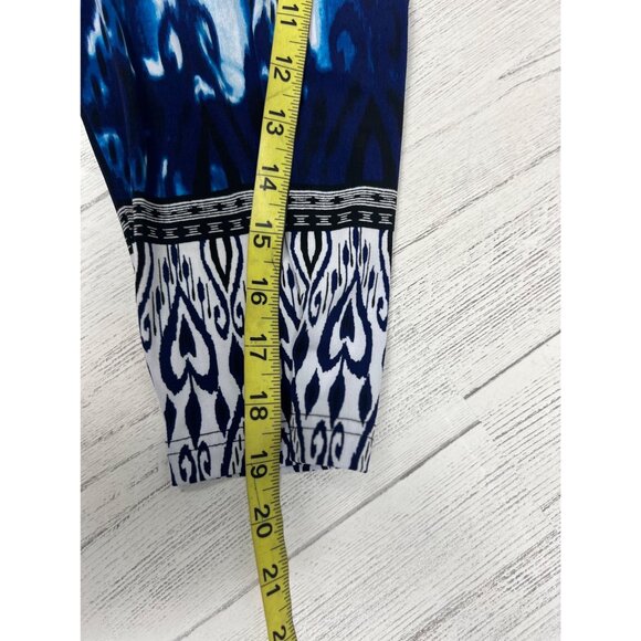 Jones New York Womens 2X Blue & White Printed Tunic Top With Tassel Tie Neckline - Picture 8 of 16